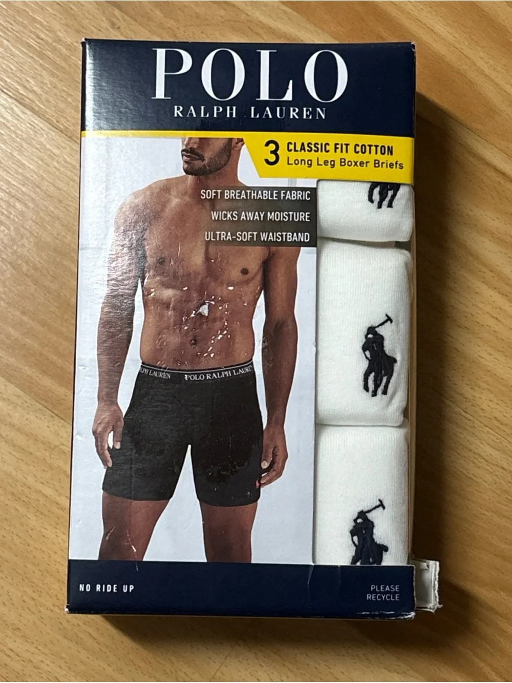 Polo Ralph Lauren Mens Classic Fit Long Leg Cotton Boxer Briefs Size L White